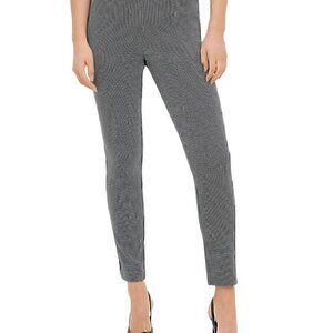 CALVIN KLEIN White Black Houndstooth Pull On Elastic Cropped ? Tapered Leg Pants